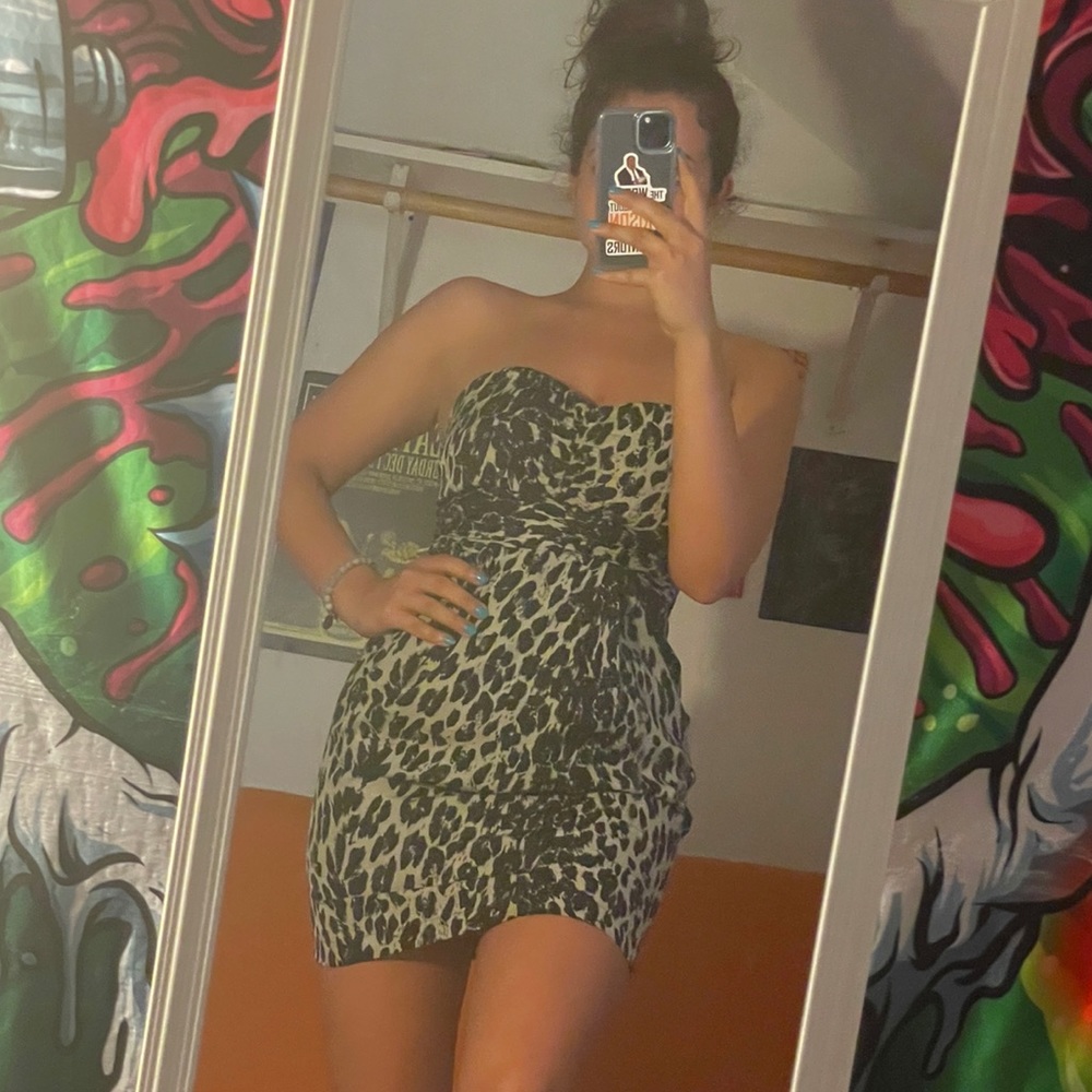 Strapless Cheetah Print Dress